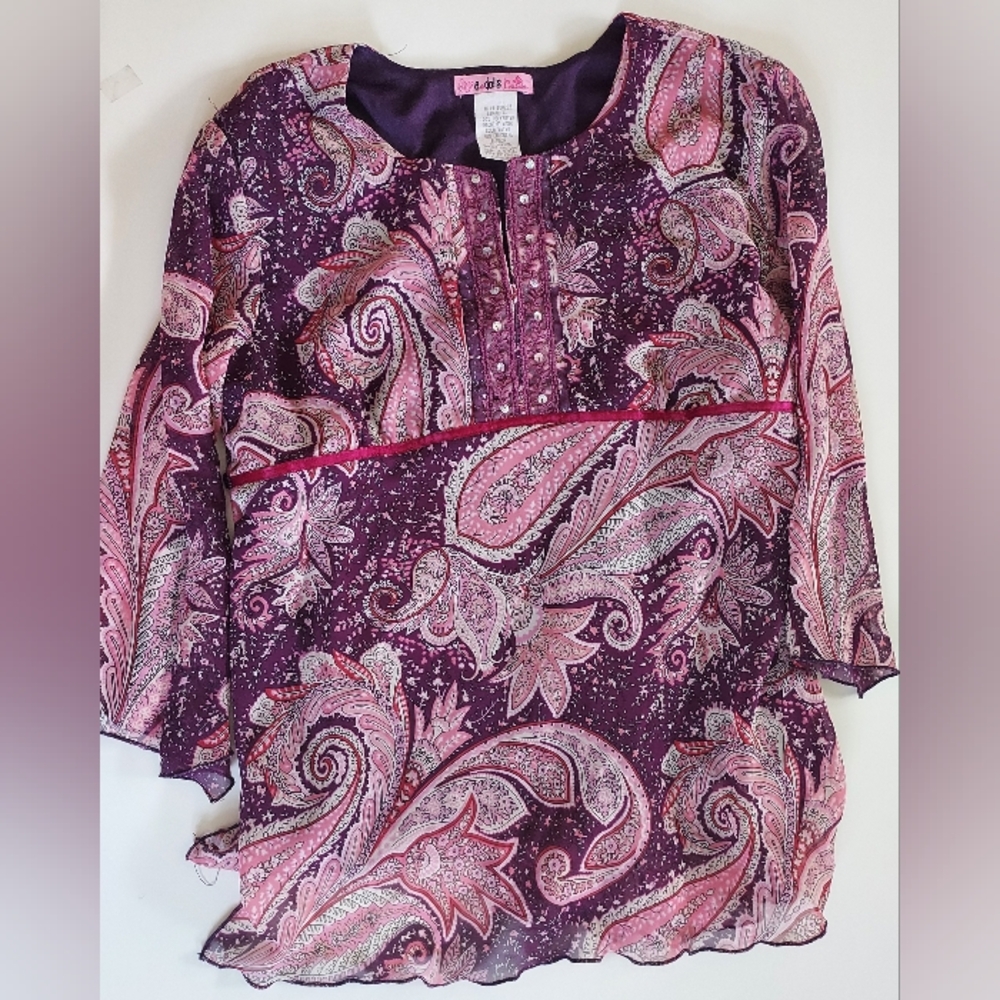 Purple Paisley Girl's Top Large